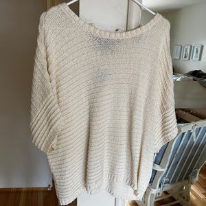 Madewell cream knit sweater top with black tie / laceback